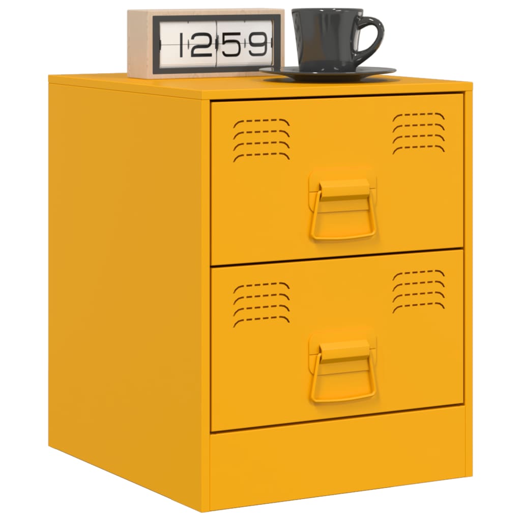 Table de chevet jaune 34,5x39x44 cm en acier