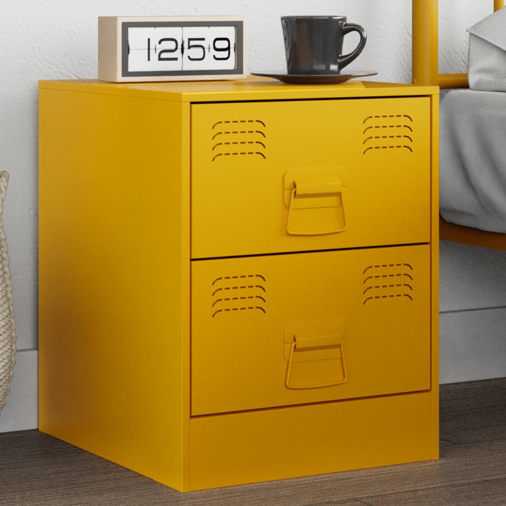 Table de chevet jaune 34,5x39x44 cm en acier