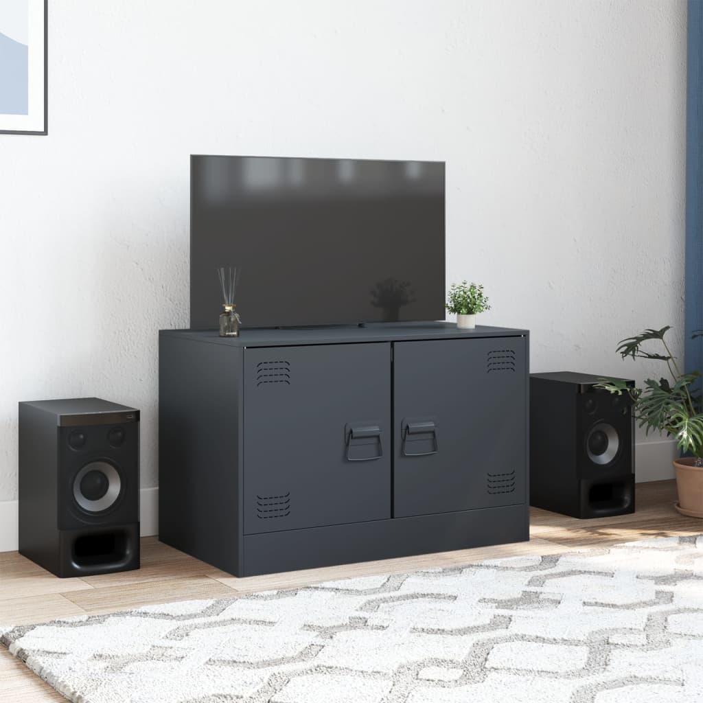 Meuble TV anthracite 67x39x44 cm en acier