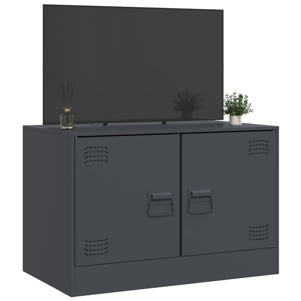 Meuble TV anthracite 67x39x44 cm en acier