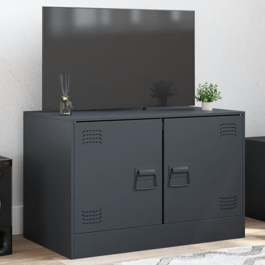 Meuble TV anthracite 67x39x44 cm en acier