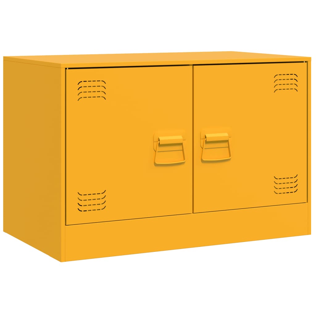 Meuble TV jaune moutarde 67x39x44 cm en acier