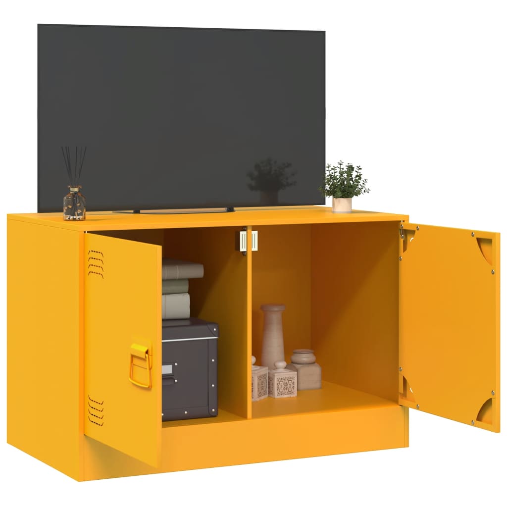 Meuble TV jaune moutarde 67x39x44 cm en acier