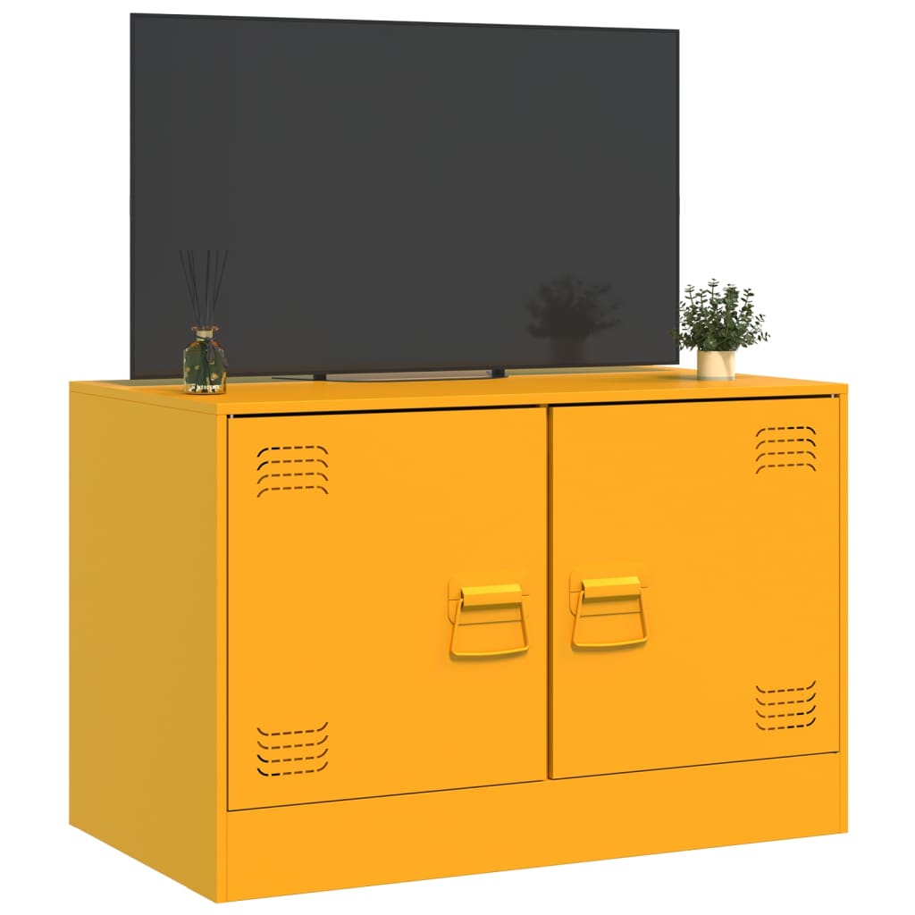Meuble TV jaune moutarde 67x39x44 cm en acier