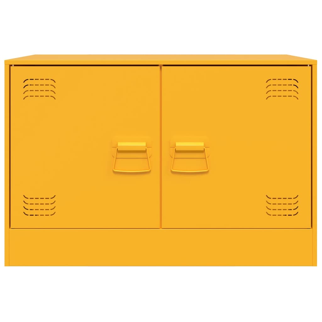 Meuble TV jaune moutarde 67x39x44 cm en acier
