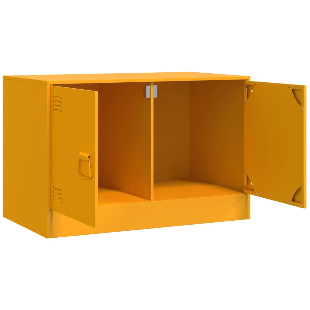 Meuble TV jaune moutarde 67x39x44 cm en acier