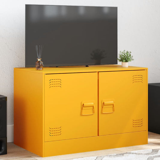 Meuble TV jaune moutarde 67x39x44 cm en acier