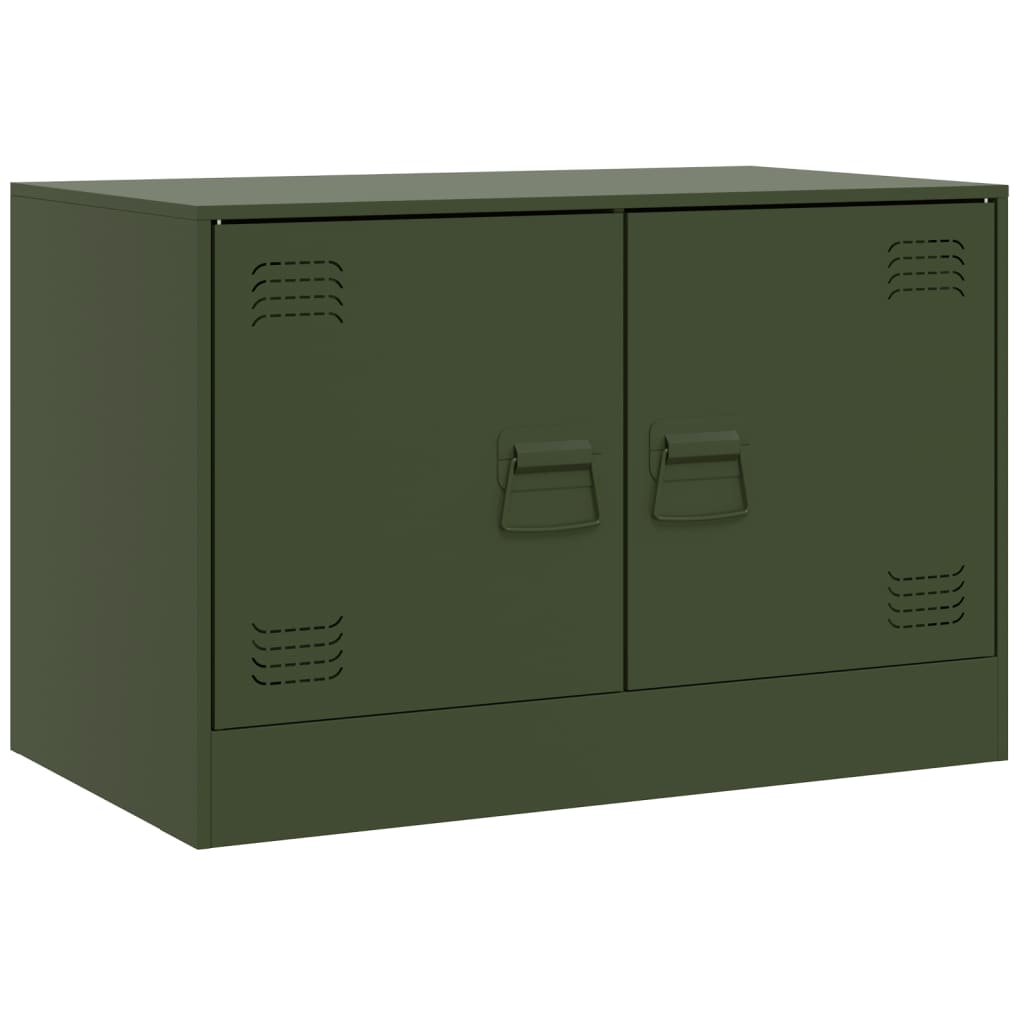 Meuble TV vert olive 67x39x44 cm en acier