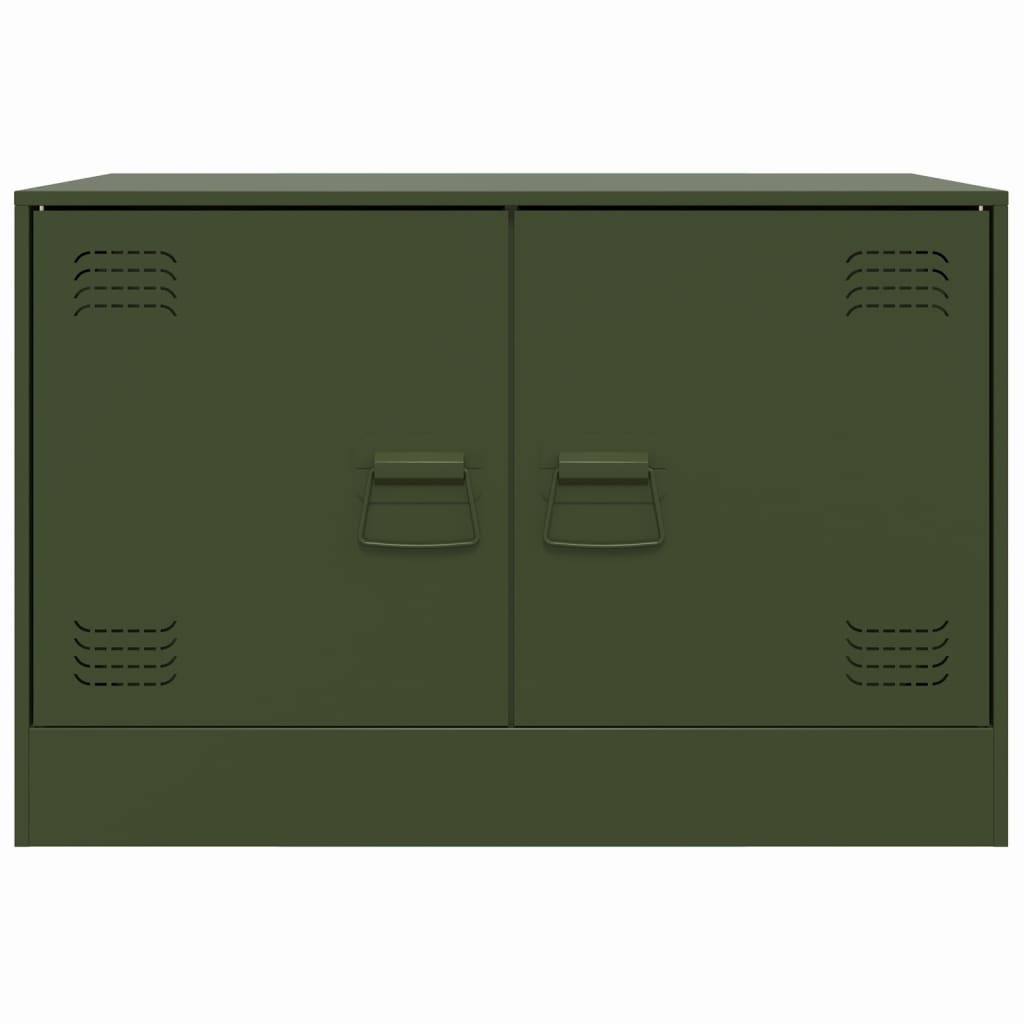Meuble TV vert olive 67x39x44 cm en acier