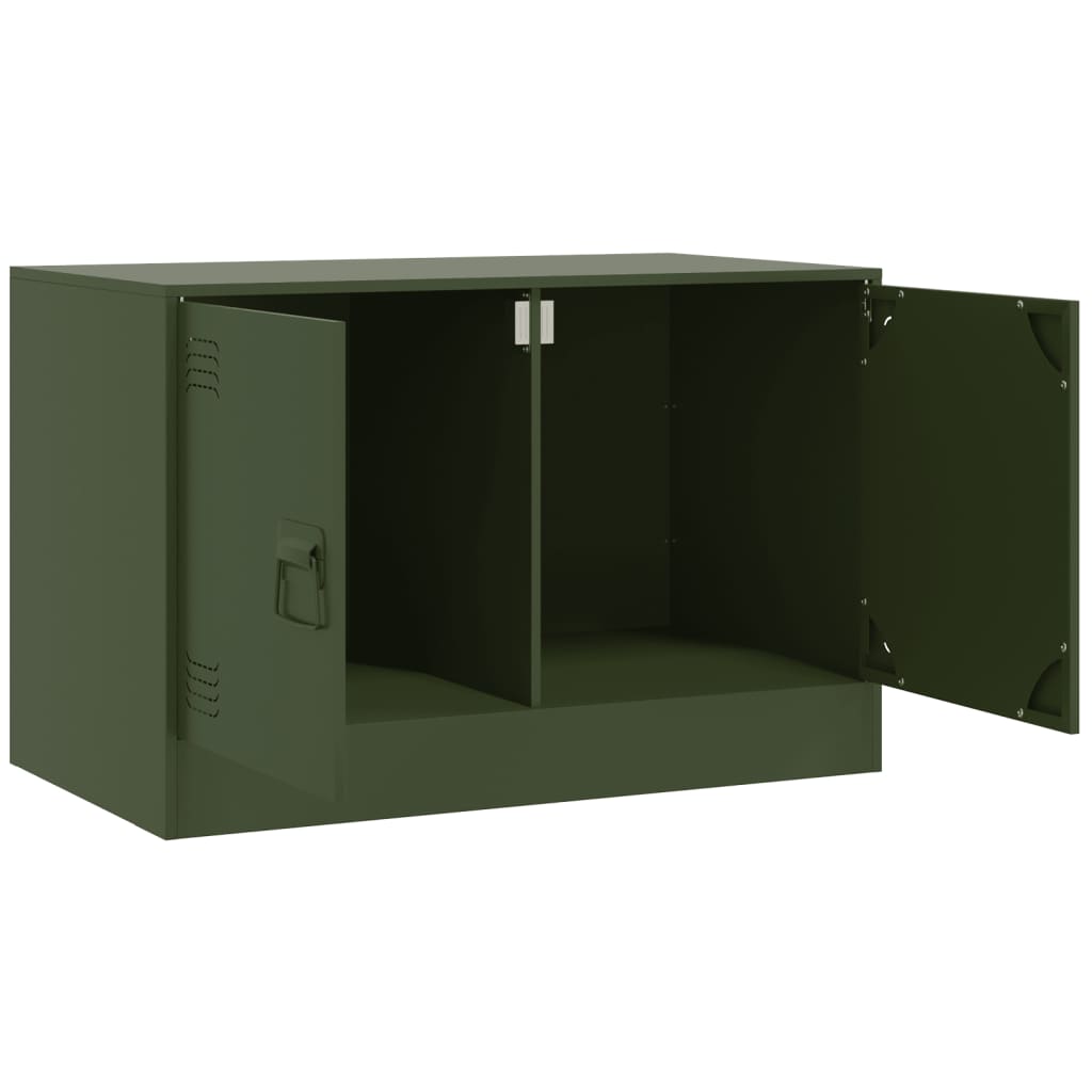 Meuble TV vert olive 67x39x44 cm en acier