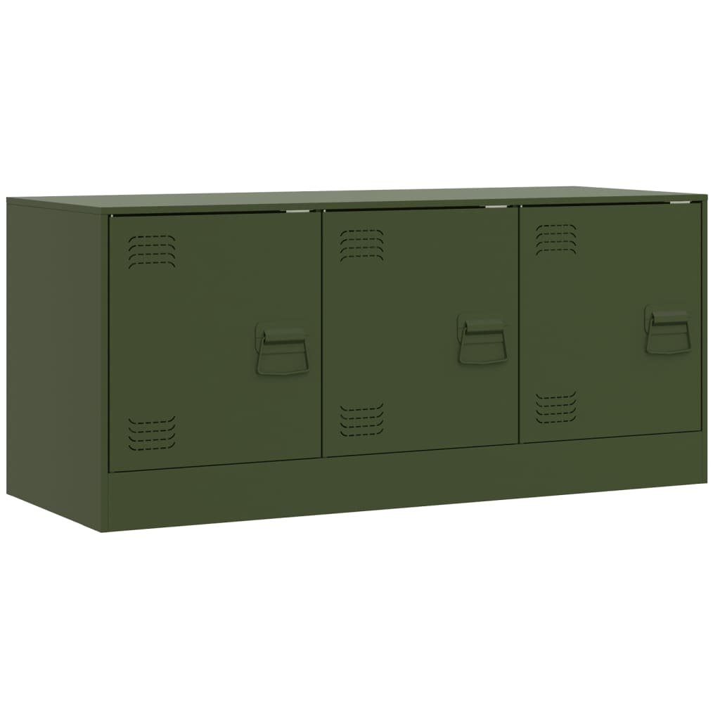 Meuble TV vert olive 99x39x44 cm en acier