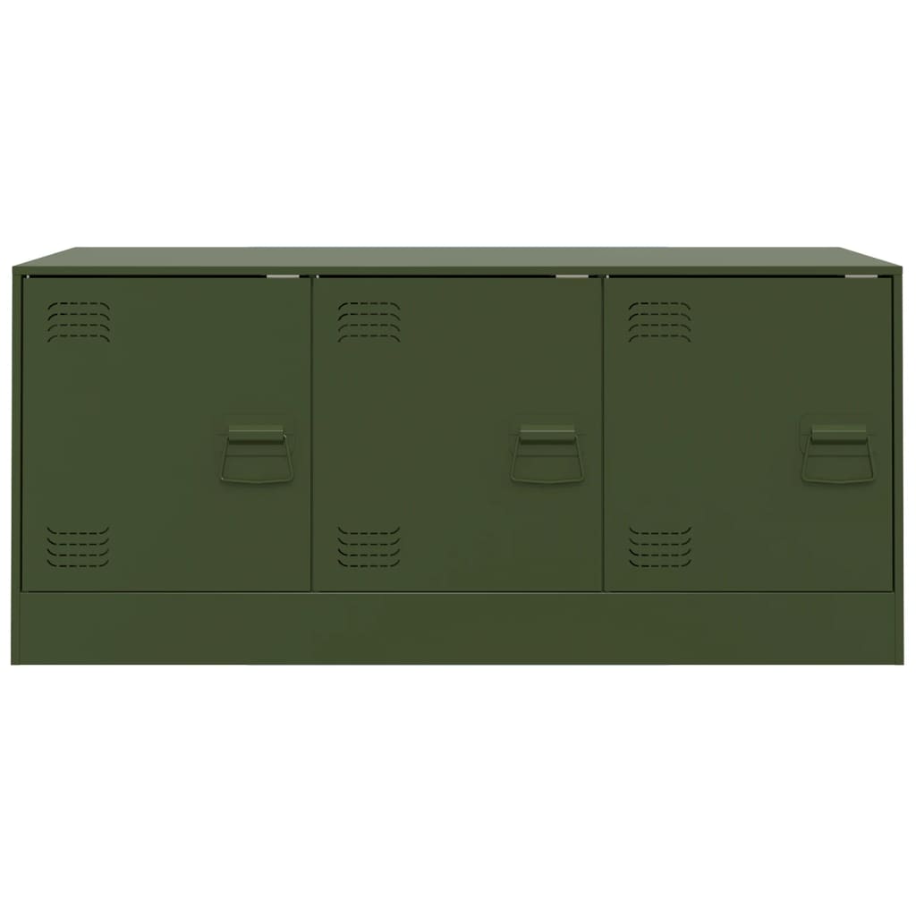 Meuble TV vert olive 99x39x44 cm en acier