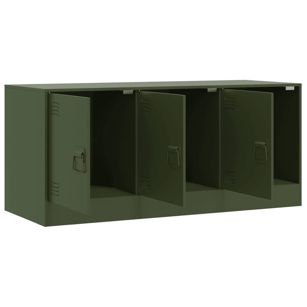 Meuble TV vert olive 99x39x44 cm en acier