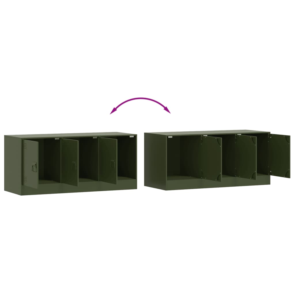 Meuble TV vert olive 99x39x44 cm en acier