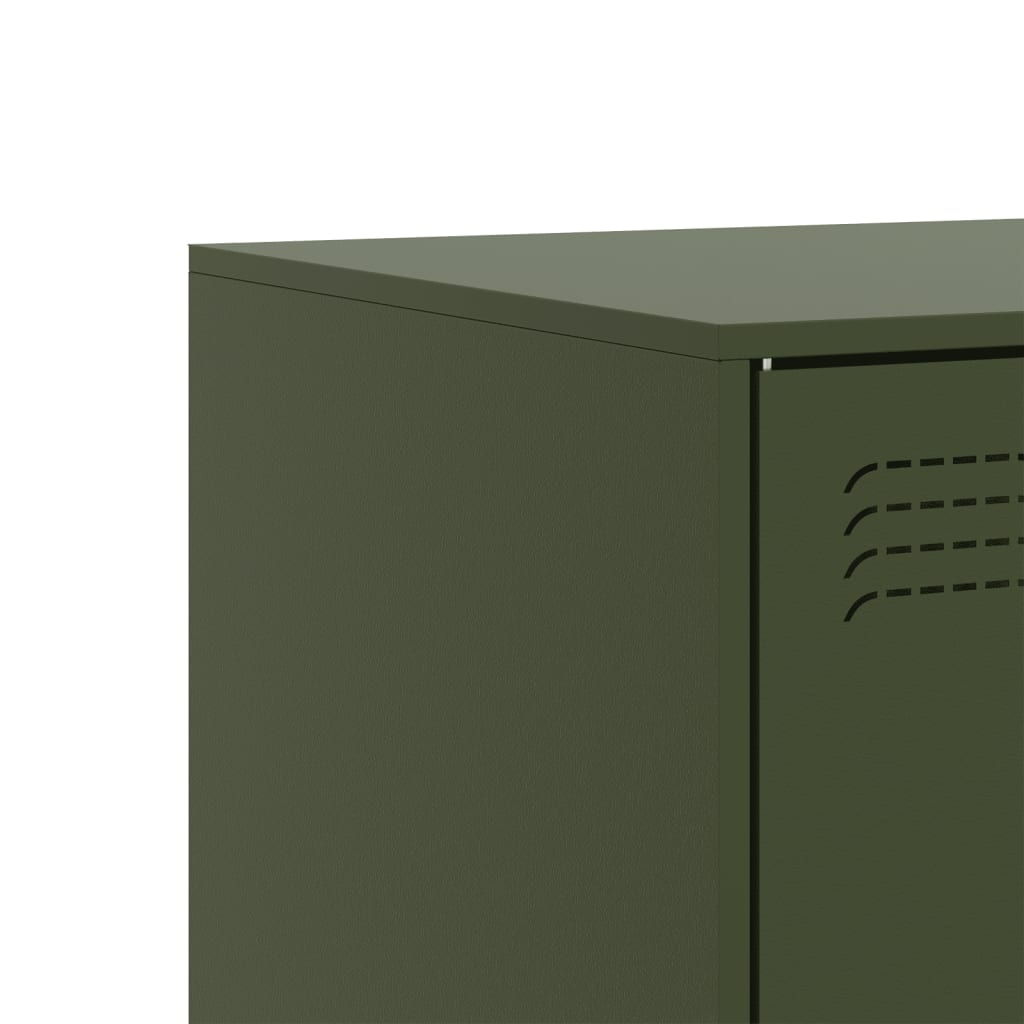 Meuble TV vert olive 99x39x44 cm en acier