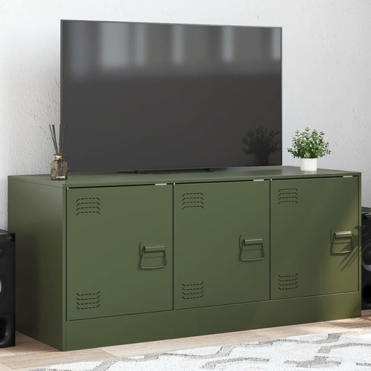 Meuble TV vert olive 99x39x44 cm en acier