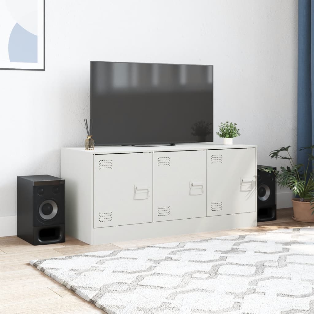 Meuble TV blanc 99x39x44 cm en acier