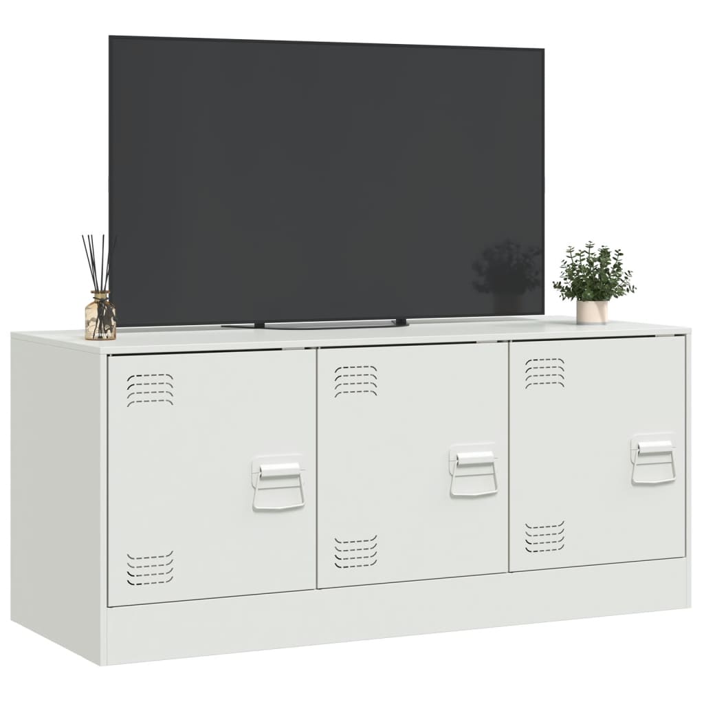 Meuble TV blanc 99x39x44 cm en acier