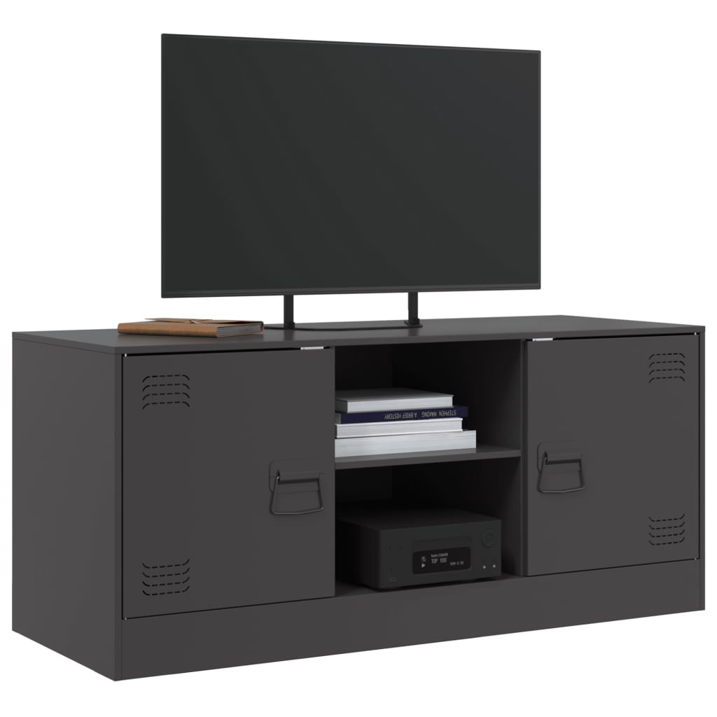 Meuble TV noir 99x39x44 cm en acier