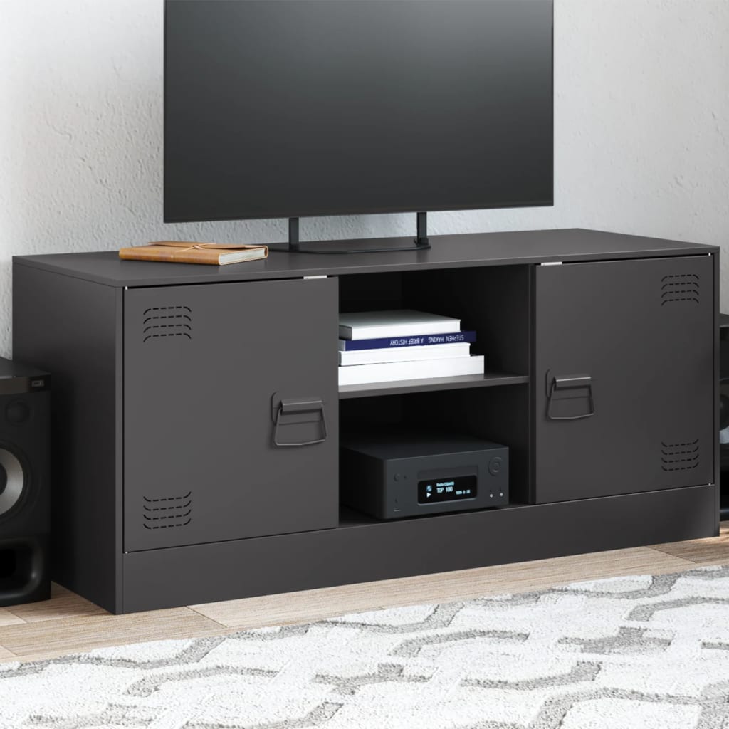 Meuble TV noir 99x39x44 cm en acier