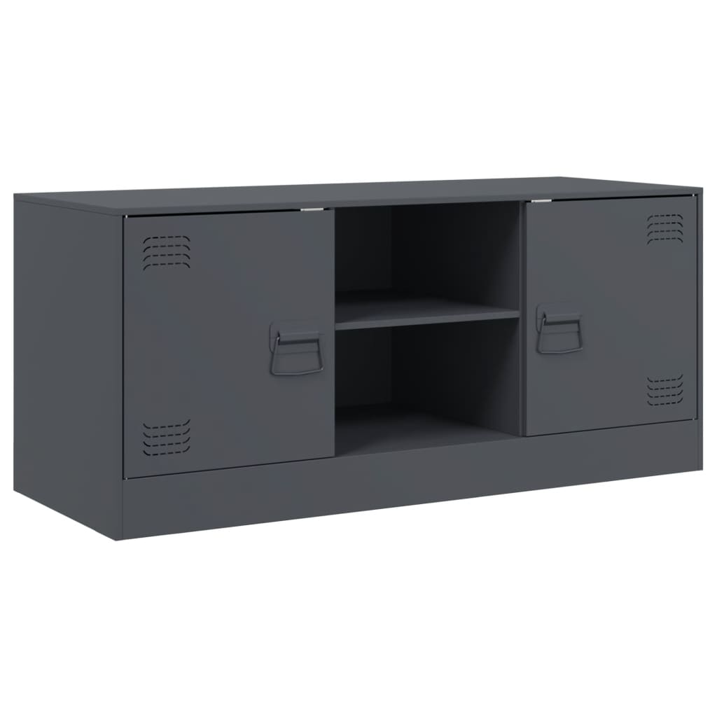 Meuble TV anthracite 99x39x44 cm en acier