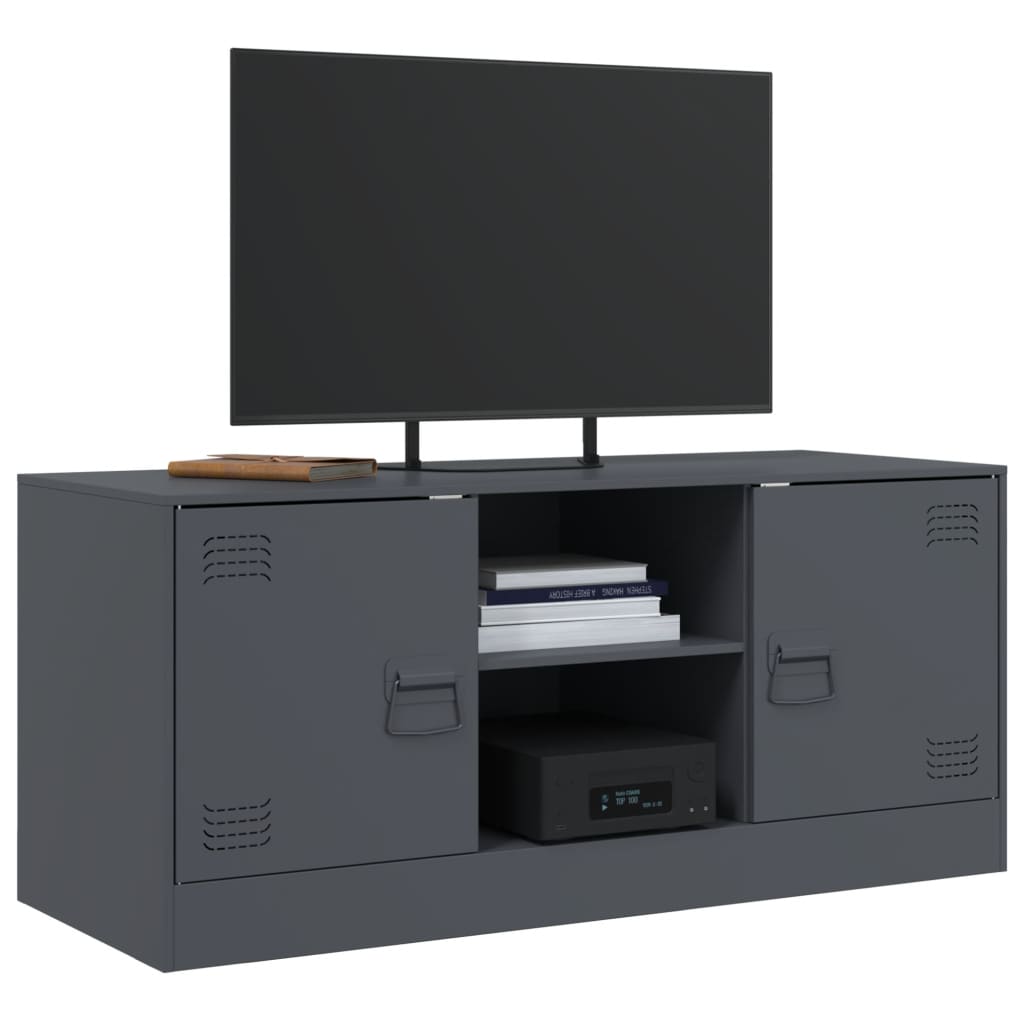 Meuble TV anthracite 99x39x44 cm en acier