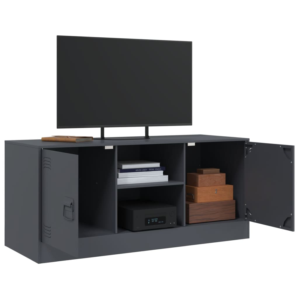 Meuble TV anthracite 99x39x44 cm en acier