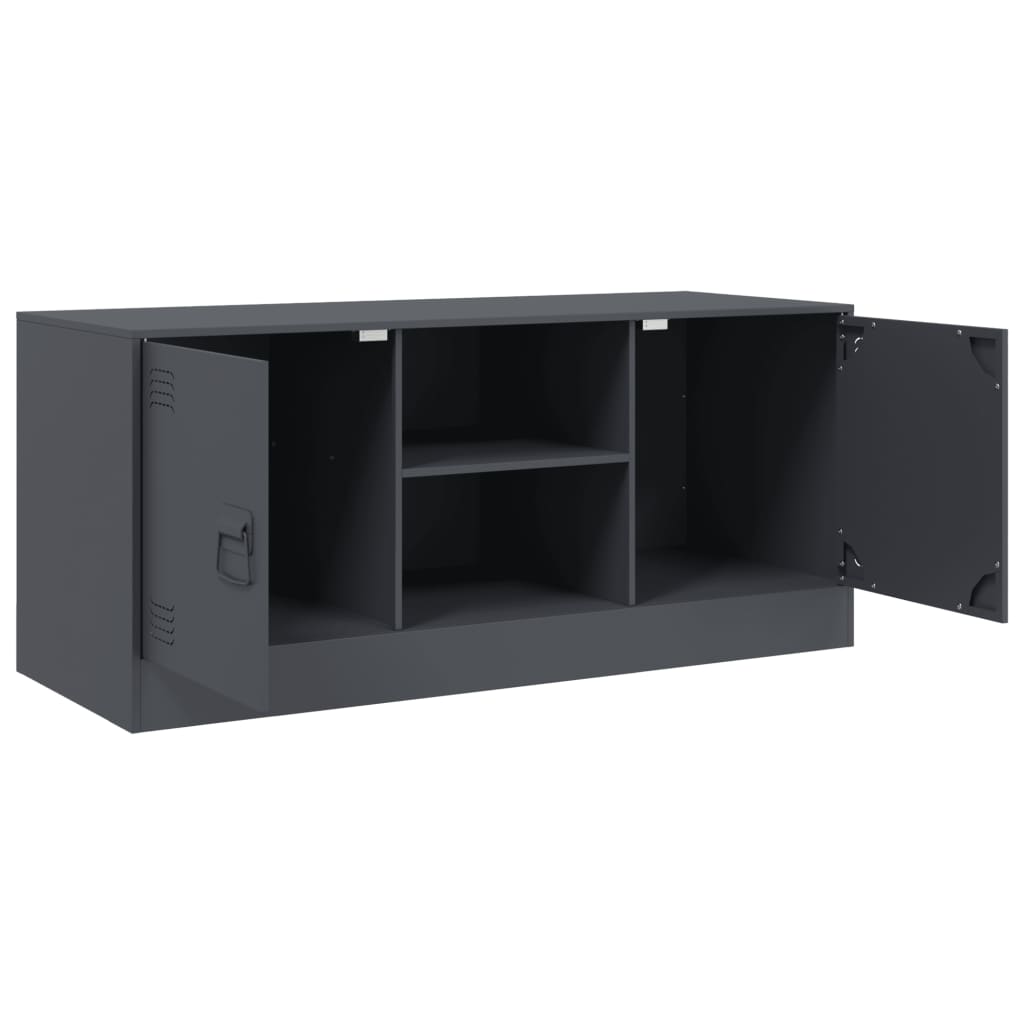 Meuble TV anthracite 99x39x44 cm en acier