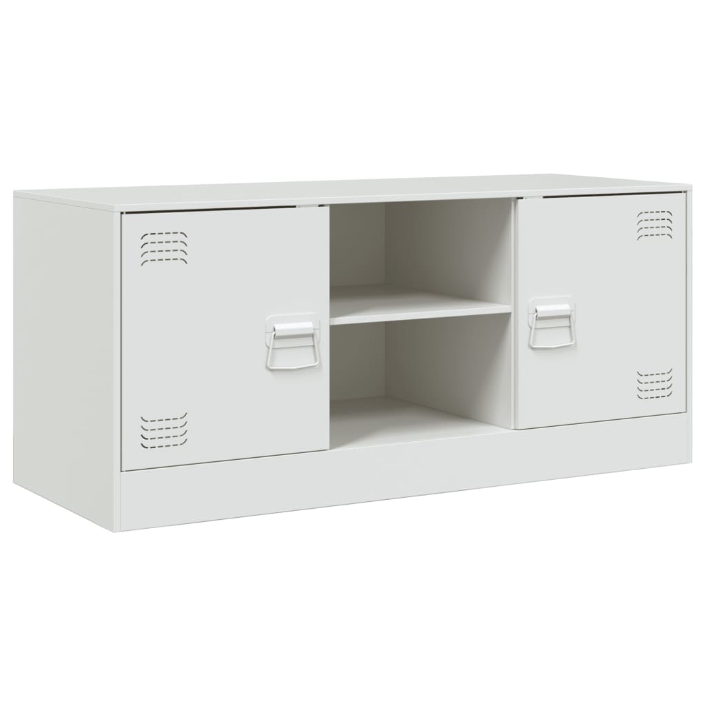 Meuble TV blanc 99x39x44 cm en acier