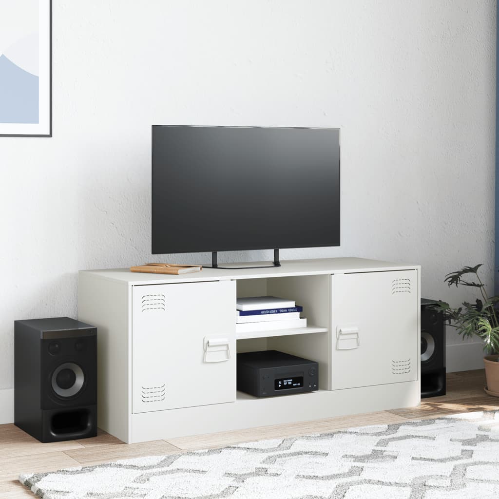 Meuble TV blanc 99x39x44 cm en acier