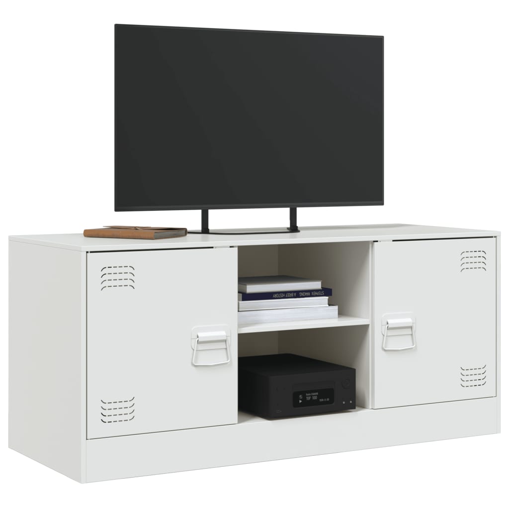 Meuble TV blanc 99x39x44 cm en acier