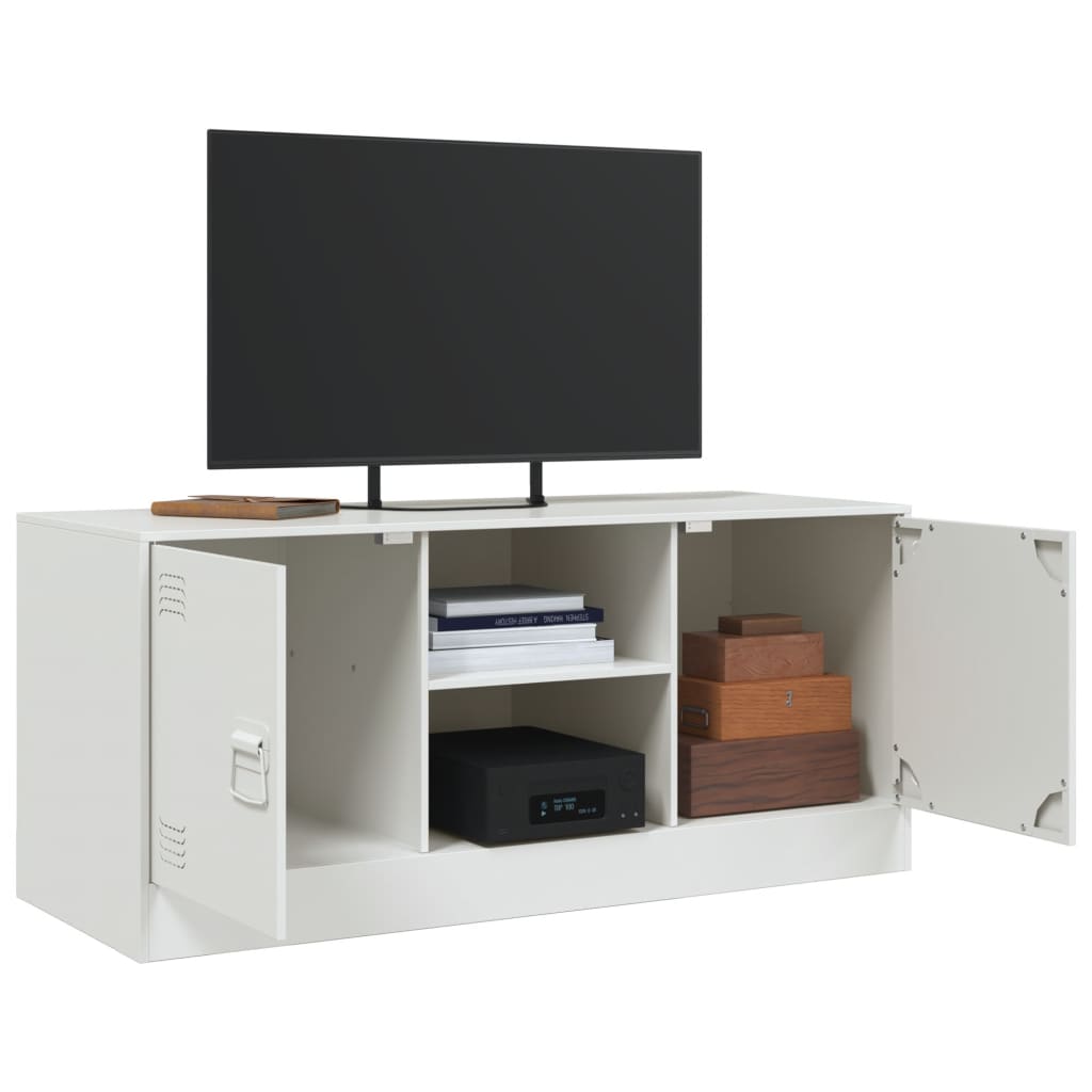Meuble TV blanc 99x39x44 cm en acier