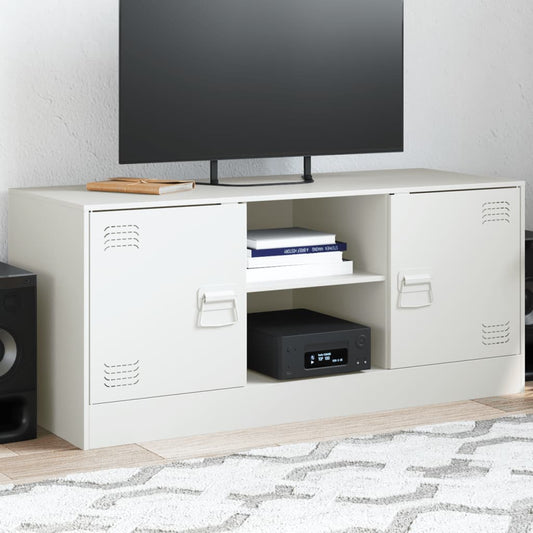 Meuble TV blanc 99x39x44 cm en acier