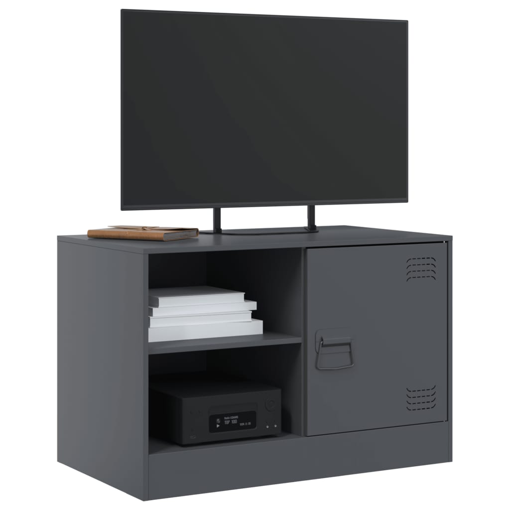 Meuble TV anthracite 67x39x44 cm en acier