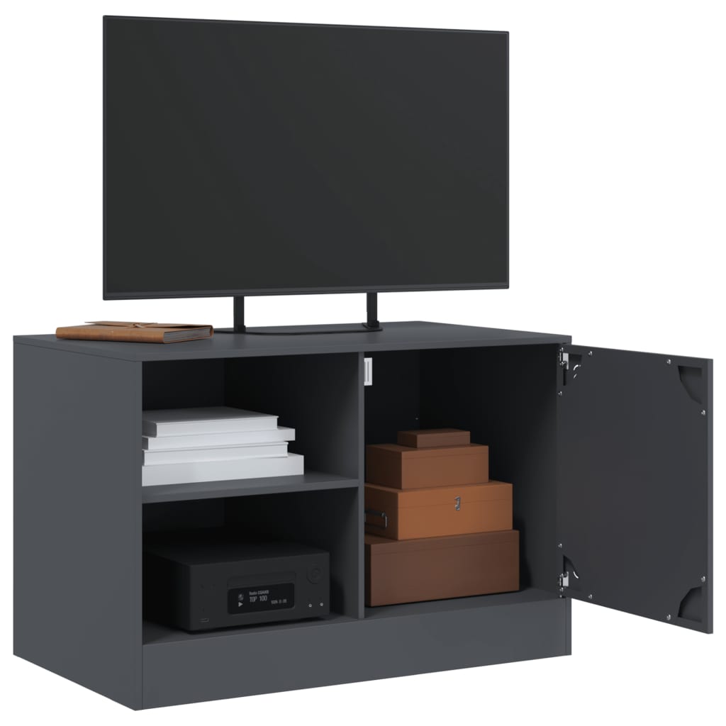 Meuble TV anthracite 67x39x44 cm en acier