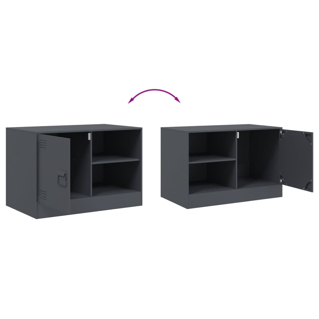 Meuble TV anthracite 67x39x44 cm en acier