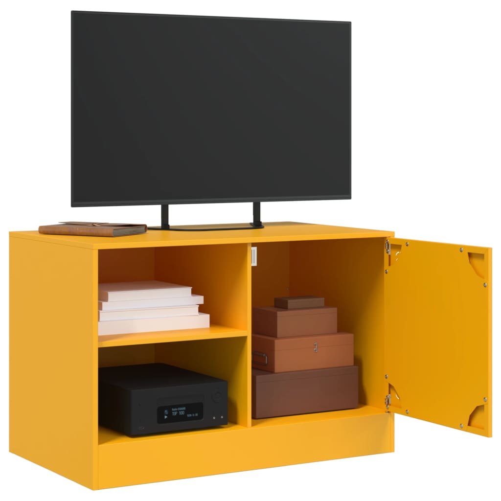 Meuble TV jaune moutarde 67x39x44 cm en acier