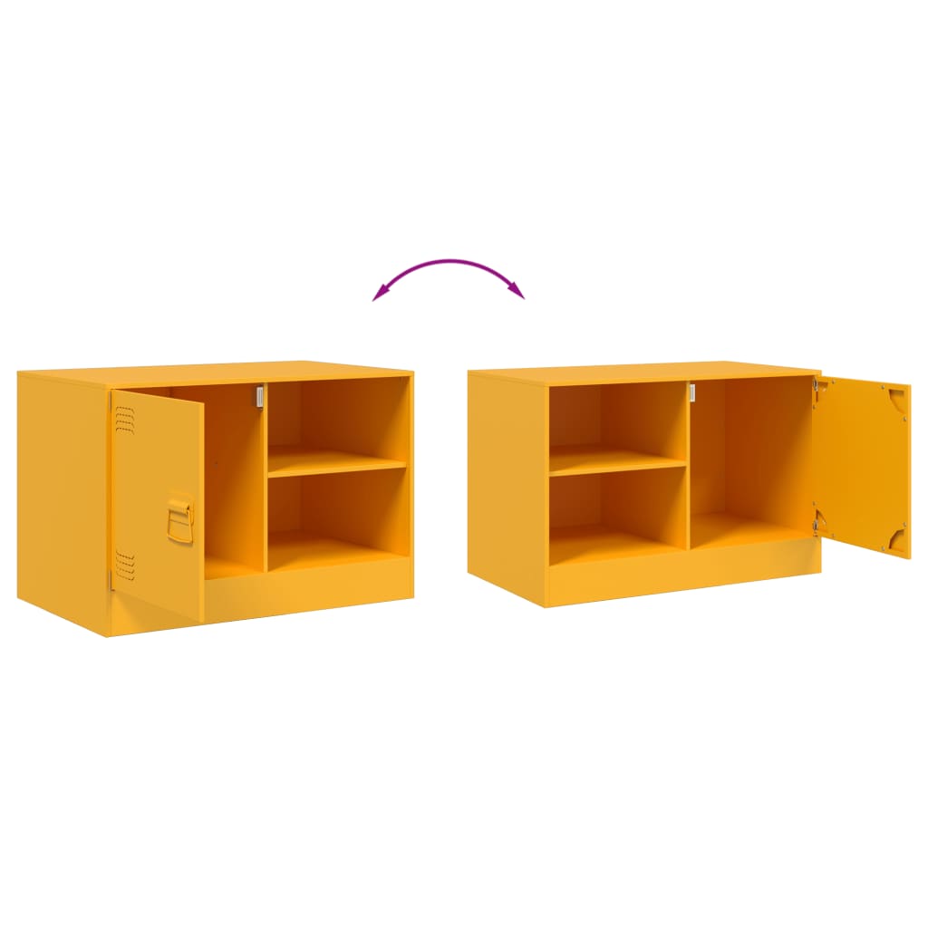 Meuble TV jaune moutarde 67x39x44 cm en acier