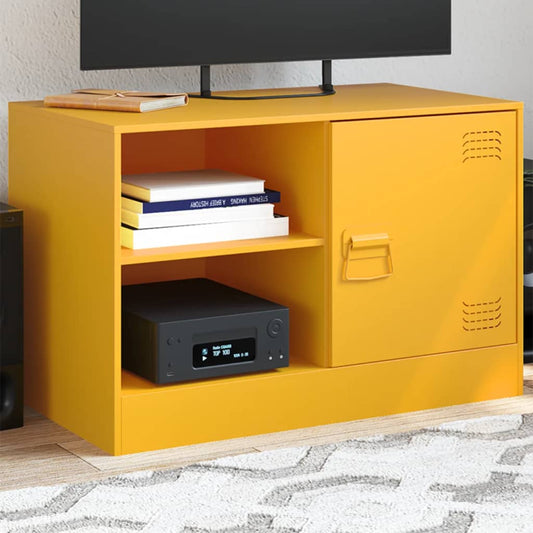 Meuble TV jaune moutarde 67x39x44 cm en acier