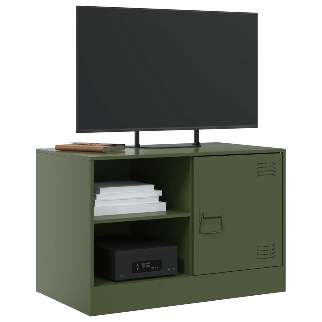 Meuble TV vert olive 67x39x44 cm en acier