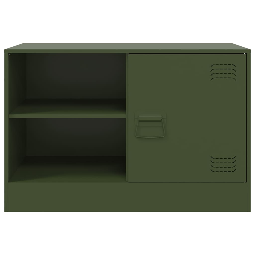 Meuble TV vert olive 67x39x44 cm en acier