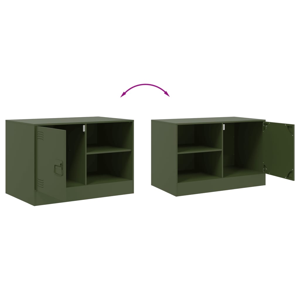 Meuble TV vert olive 67x39x44 cm en acier