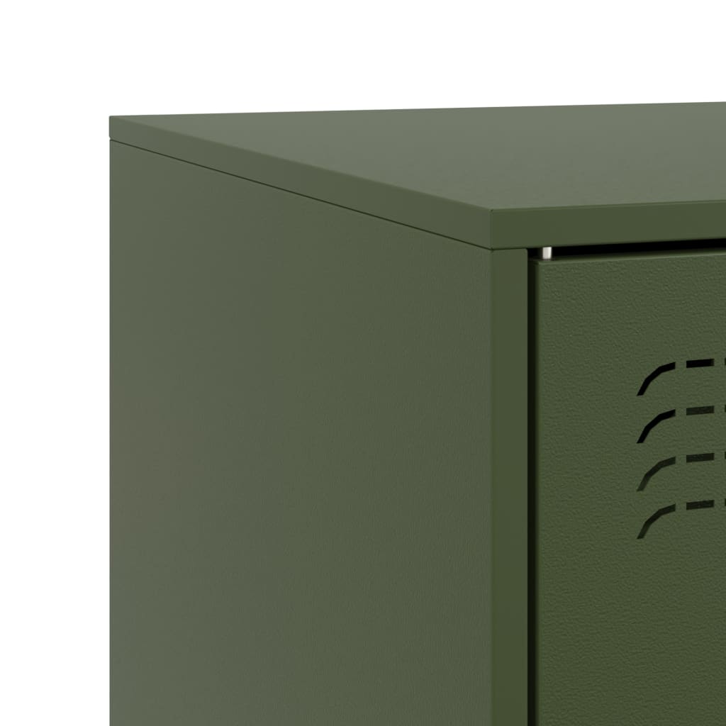 Meuble TV vert olive 67x39x44 cm en acier