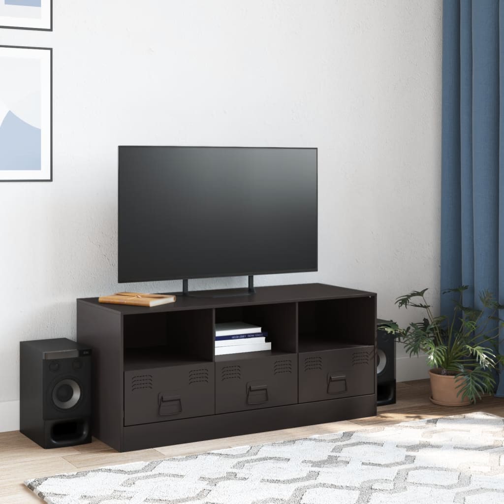 Meuble TV noir 99x39x44 cm en acier