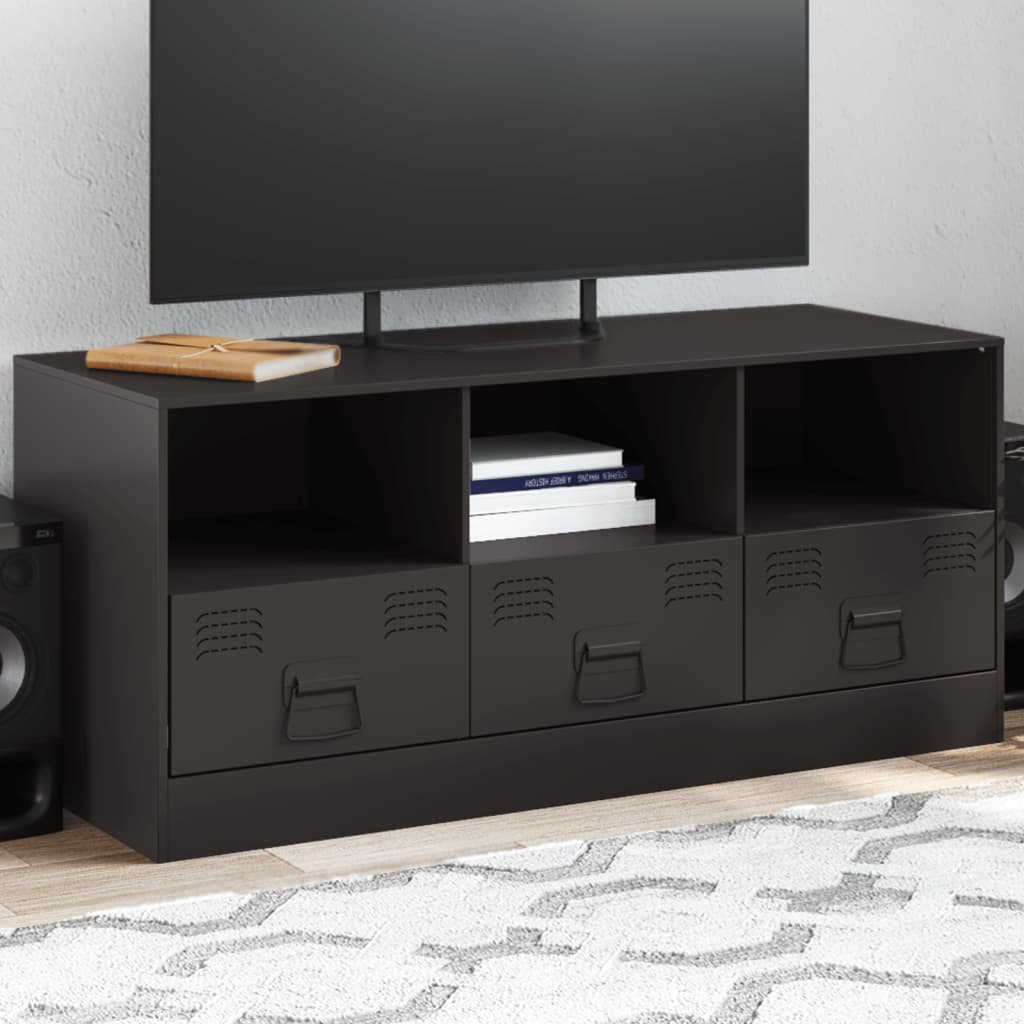 Meuble TV noir 99x39x44 cm en acier