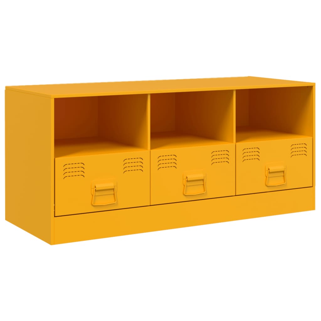Meuble TV jaune moutarde 99x39x44 cm en acier