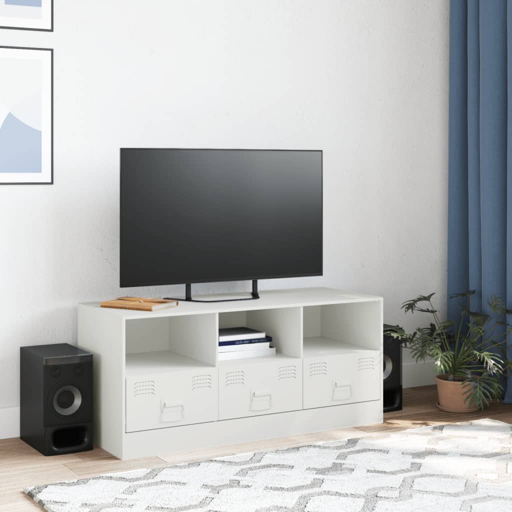 Meuble TV blanc 99x39x44 cm en acier