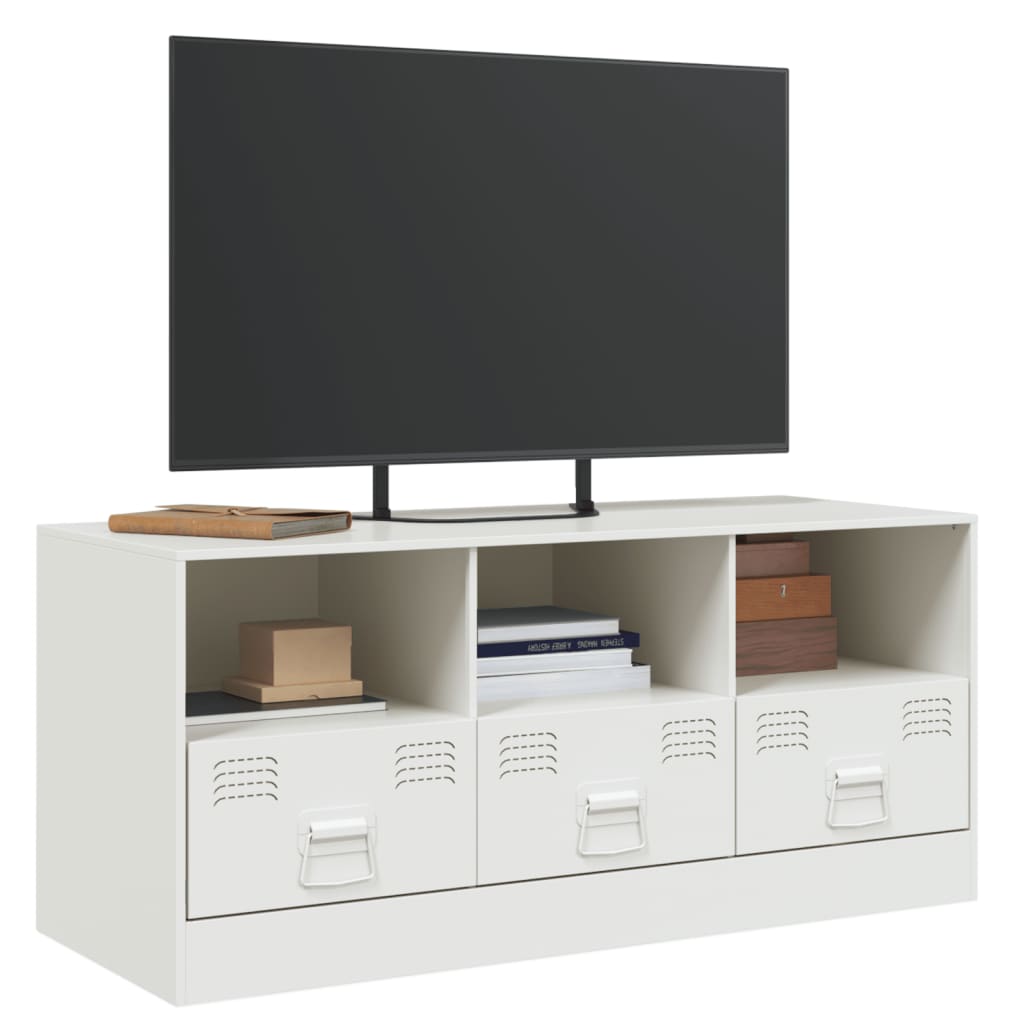 Meuble TV blanc 99x39x44 cm en acier