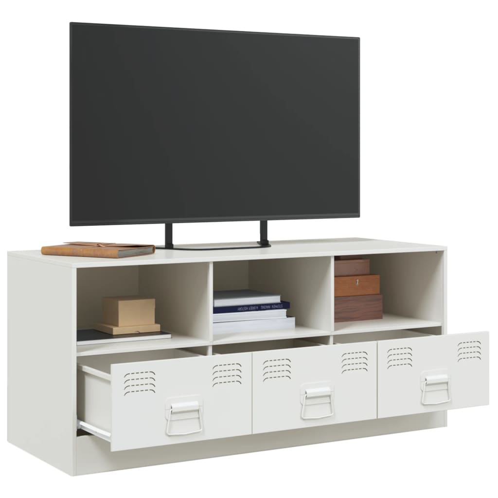 Meuble TV blanc 99x39x44 cm en acier