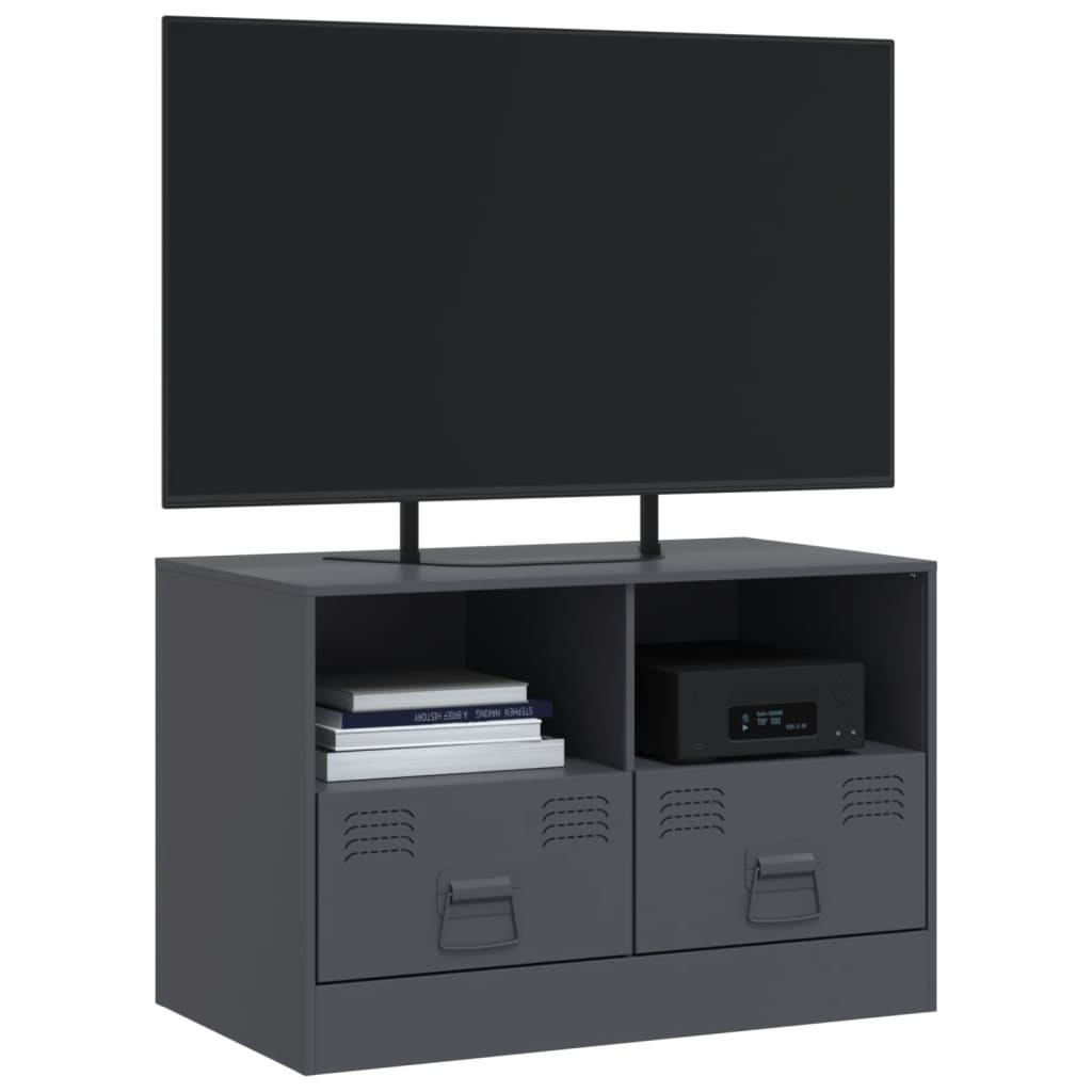 Meuble TV anthracite 67x39x44 cm en acier